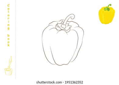 Coloring book pepper with example. Template for printing. Vector illustration.