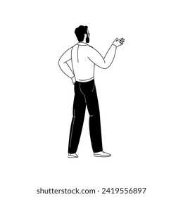 coloring book person's pose with black pants people