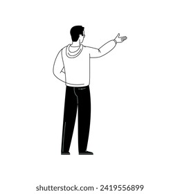 coloring book person's pose with black pants people