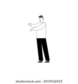 la pose de la persona del libro de colorear con los pantalones negros