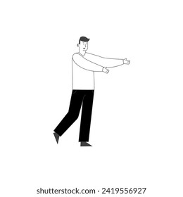 coloring book person's pose with black pants people
