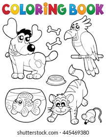 Coloring book with pets 4 - eps10 vector illustration.
