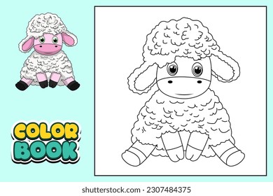 coloring book picture of animal character sheep