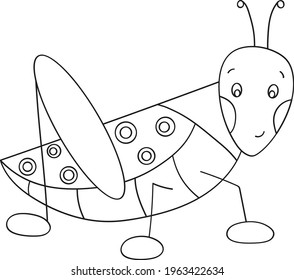 Coloring Book Picture Cute Cartoon Grasshopper Stock Vector (Royalty ...