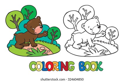 Coloring book or coloring picture of funny bear