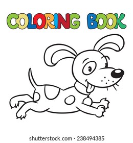 Coloring book or coloring picture of little funny dog or puppy