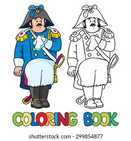 Coloring book or coloring picture of sad general or officer