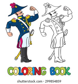 Coloring book or coloring picture of strong brave general or officer