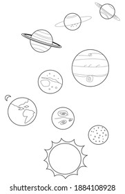 
Coloring book with pictures of the sun and planets in the solar system, eps10, is perfect for training children's creativity.