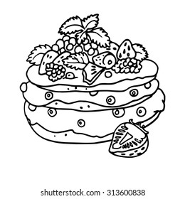 Coloring book (pie). Hand drawn vector.