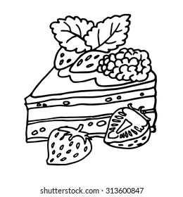 Coloring book (pie). Hand drawn vector.