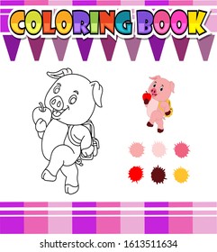 coloring book pig go to school cartoon