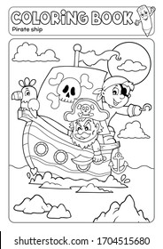 Coloring book pirate boat theme 2 - eps10 vector illustration.