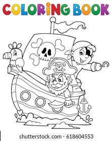 Colorante libro pirata tema 1 - ilustración vectorial eps10.