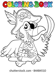 Coloring book with pirate parrot - vector illustration.