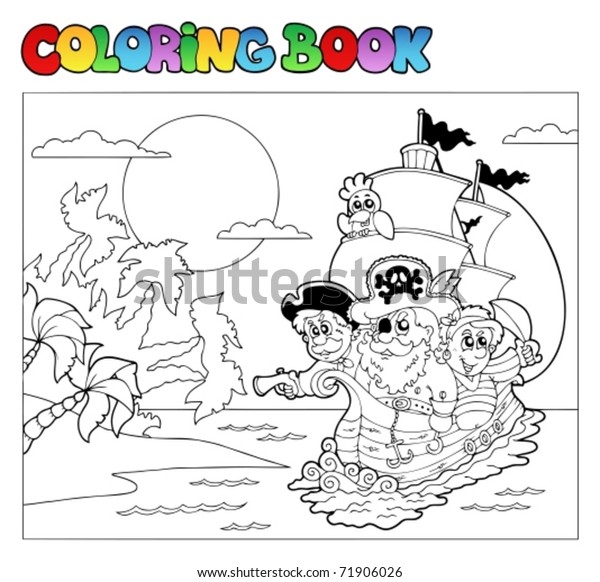 Coloring Book Pirate Scene 3 Vector Stock Vector (Royalty Free ...