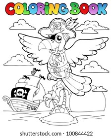 Coloring book with pirate theme 2 - vector illustration.