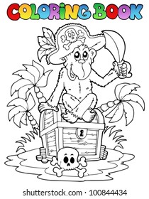 Coloring book with pirate theme 3 - vector illustration.