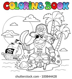 Libro de colorear con tema pirata 4 - ilustración vectorial.