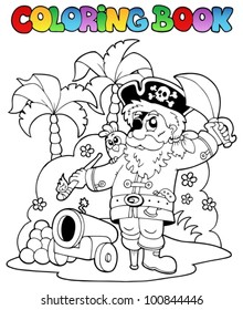 Coloring book with pirate theme 6 - vector illustration.