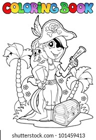 Farbbuch mit Piratenthema 6 - Vektorgrafik.