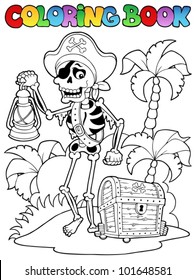 Coloring book with pirate topic 8 - vector illustration.