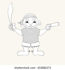 Coloring book pirate. Vector illustration.
