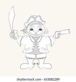 Coloring book pirate. Vector illustration.