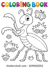 Coloring book praying mantis theme 1 - eps10 vector illustration.