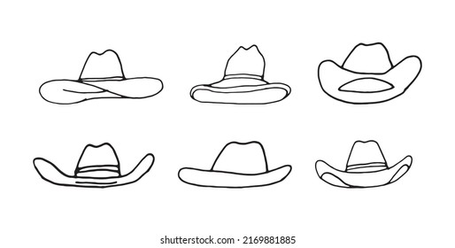 Coloring Book. Premium Vector. Doodle. Hat. A Cowboy Hat. Cowboys. West. Wild West.