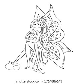 Coloring book for preschool children. Vector illustration. Little fairy
