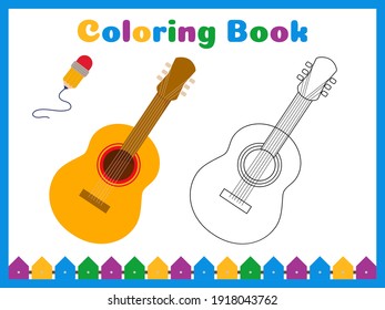 Coloring book for preschool kids with easy educational gaming level. Coloring page preschool activity. Kindergarten printable worksheet. Hand drawn homeschooling colour practice.