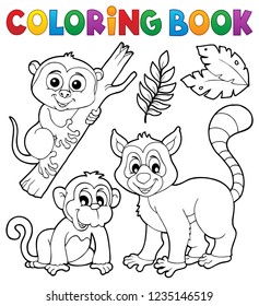Coloring book primates and monkey - eps10 vector illustration.