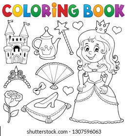 Coloring book princess topic set 1 - eps10 vector illustration.