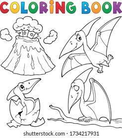 Coloring book pterodactyls theme set 1 - eps10 vector illustration.