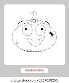 Coloring book. Pumpkin in flat style. Halloween.