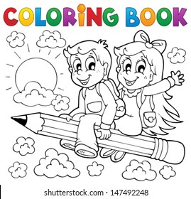 Coloring book pupil theme 3 - eps10 vector illustration.