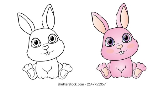 Coloring book with a rabbit, clipart, vector illustration rabbit.