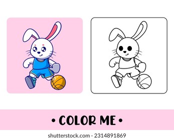 Coloring book rabbit. Cute cartoon character. education for kids