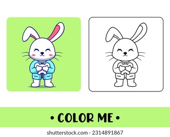 Coloring book rabbit doctor. Cute cartoon character. education for kids