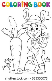 Coloring book rabbit gardener theme 1 - eps10 vector illustration.