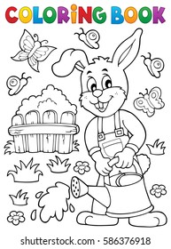 Farbbuch Kaninchen Gärtner Thema 2 - eps10 Vektorgrafik.