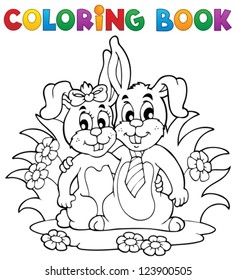 Coloring book rabbit theme 2 - vector illustration.