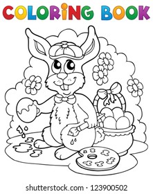 Coloring book rabbit theme 3 - vector illustration.