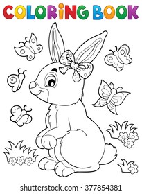 Coloring book rabbit topic 2 - eps10 vector illustration.