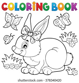 Livro de colorir coelho tópico 3 - eps10 ilustração vetor.