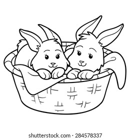 Coloring book (Rabbits in a basket)