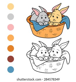Coloring book (Rabbits in a basket)