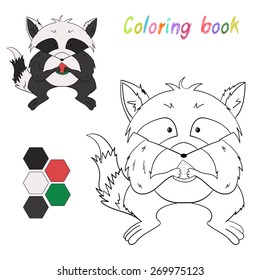 Coloring book raccoon kids layout for game vector illustration
