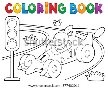 Coloring book racing car theme 1 - eps10 vector illustration.